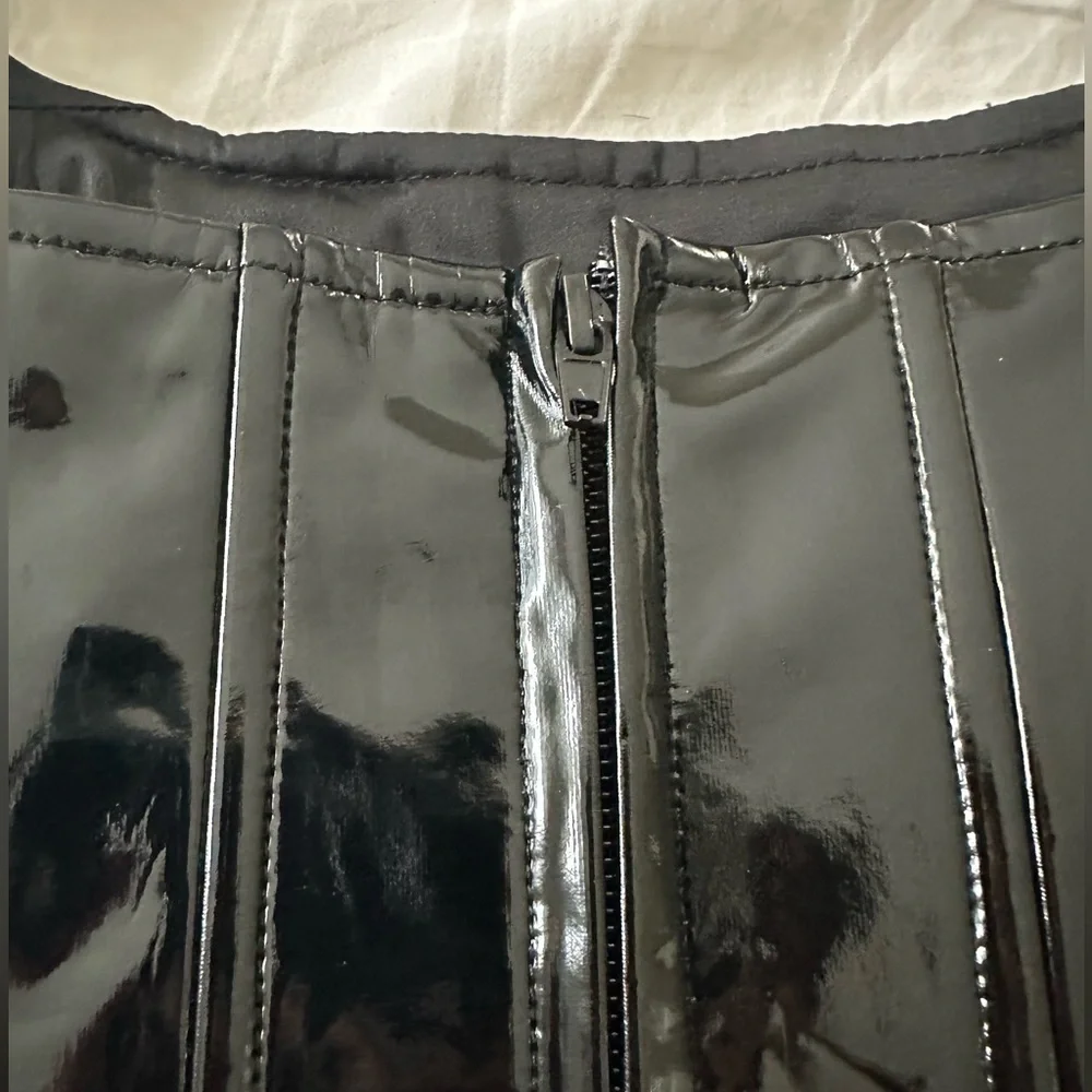 STEELE Black PU Shiny Latex Corset Top Size Small with Zipper NWT - Picture 4 of 7